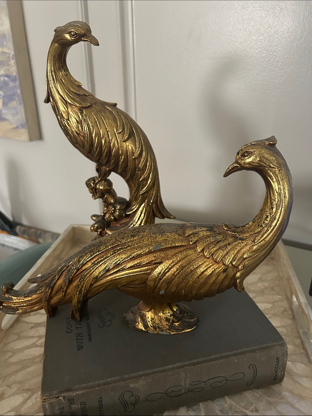 Vintage Hollywood Regency Gold Peacock Figurines